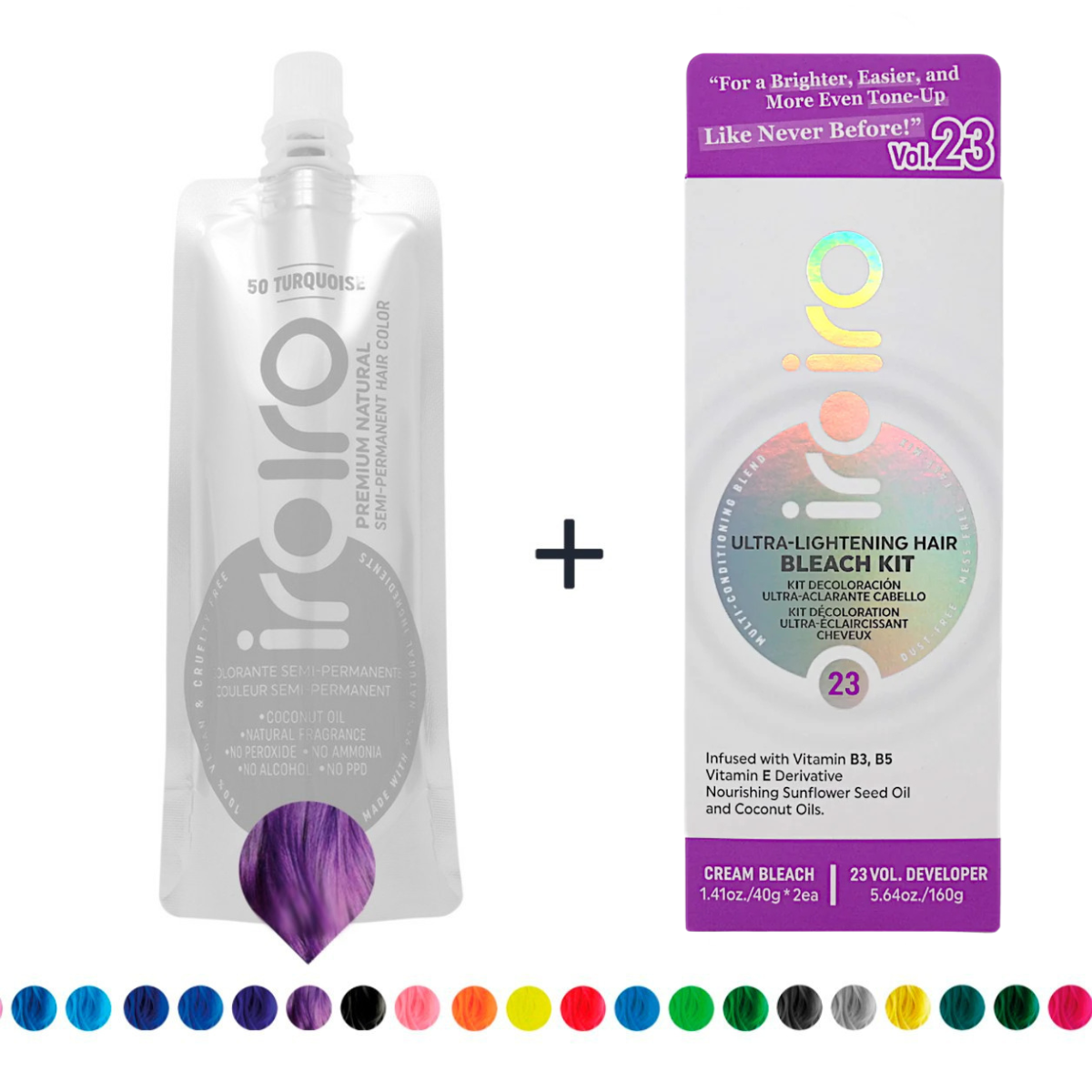 Iroiro КОМПЛЕКТ: Барвник для волосся ІроІро 236 мл + IroIro Vol 23 Ultra Brightening Hair Bleach