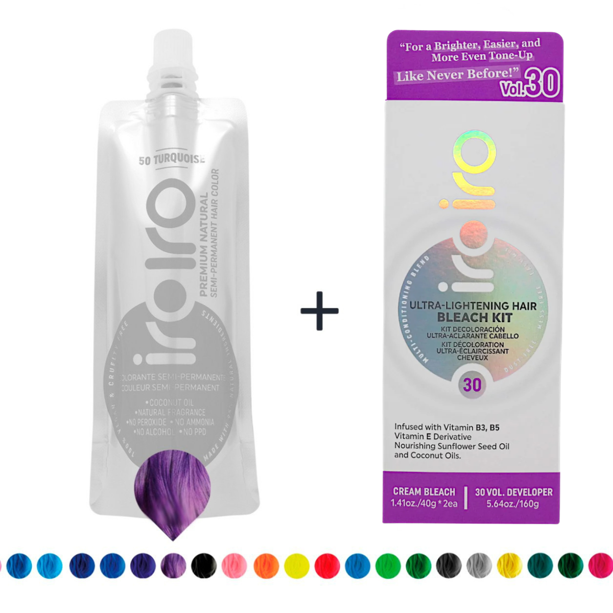Iroiro КОМПЛЕКТ: Барвник для волосся ІроІро 236 мл + IroIro Vol 30 Ultra Brightening Hair Bleach